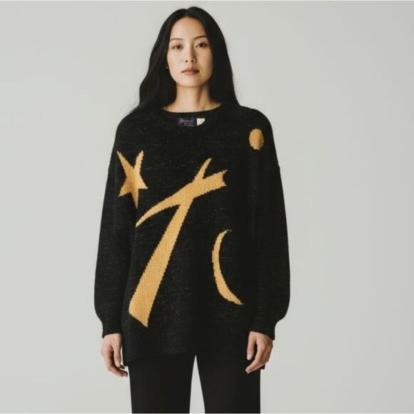Vintage Bonnie Lee Division Of Leroy Black Star Moon Sweater, Eu Size 40 US L - Picture 1 of 9